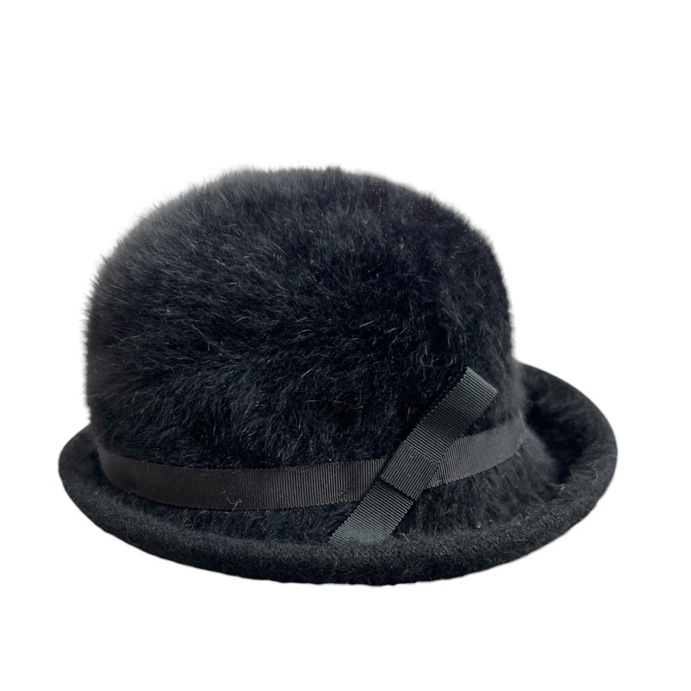 Vintage 80s KANGOL made in England fuzzy black trilby hat - Picture 5 of 8
